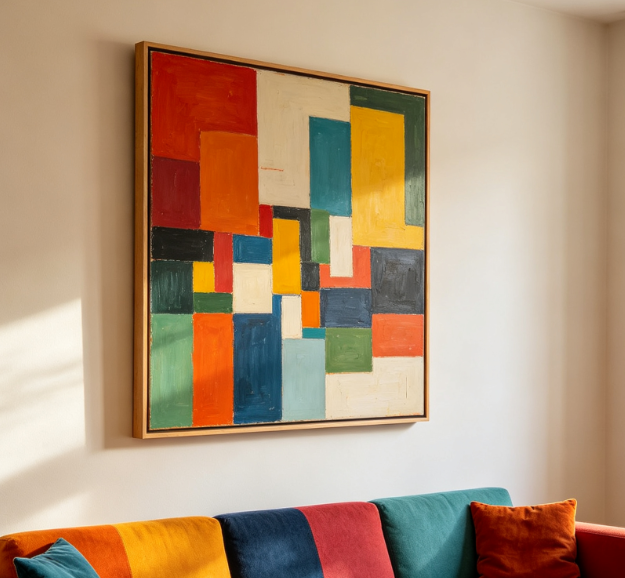 Contrasting Color Geometric Abstract Decorative Painting